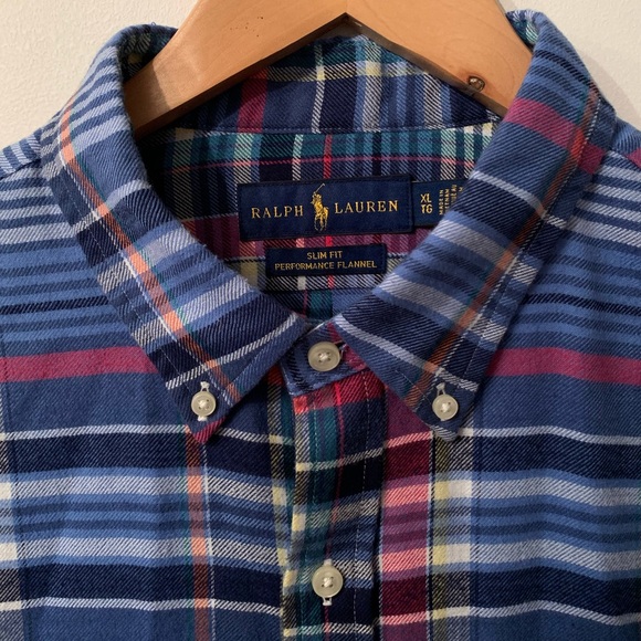 Polo Ralph Lauren Shirt Mens Extra Large Multicolor Slim Fit Performance Flannel - Picture 5 of 12